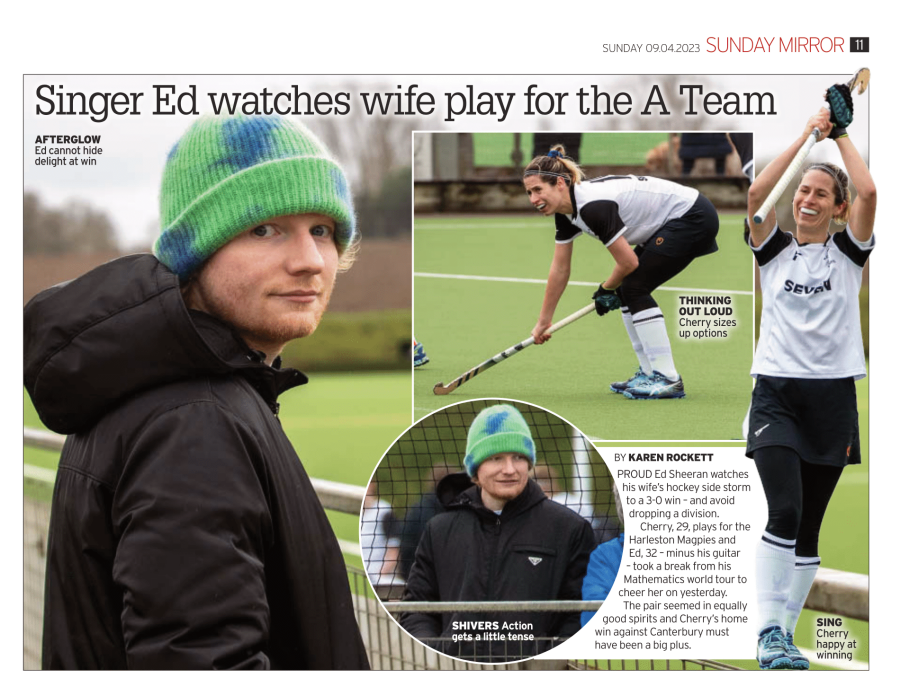 Sheeran Watches Wife Play Hockey